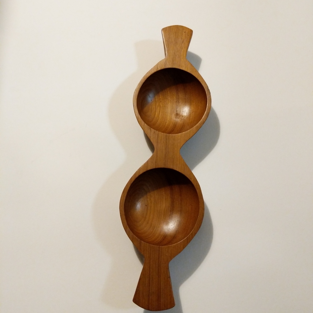Teak Double Bowl